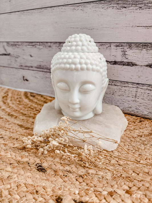 BUDDHA HEAD TEALIGHT WAX MELT WARMER - WHITE