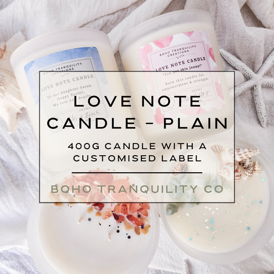 CUSTOM ORDER - LOVE NOTE CANDLE - PLAIN 400G CANDLE (all aroma options)